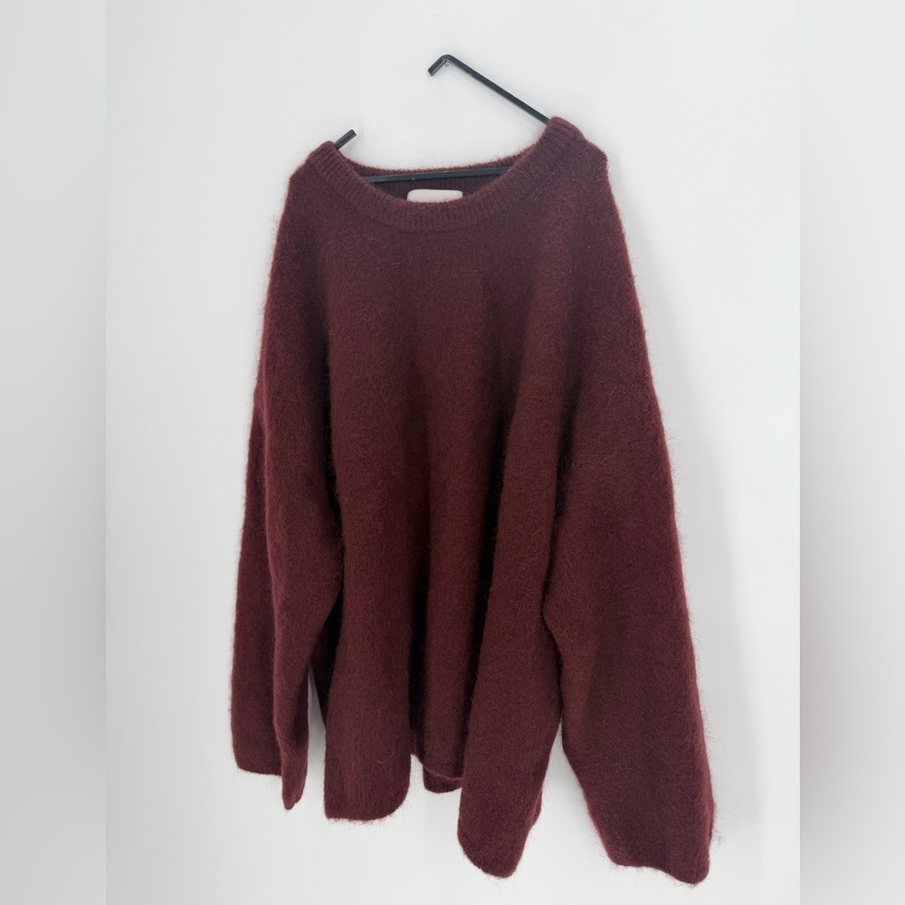 H&M Edition Premium Selection Oversized Mohair Wool Blend Sweater In Burgundy - Picture 3 of 8